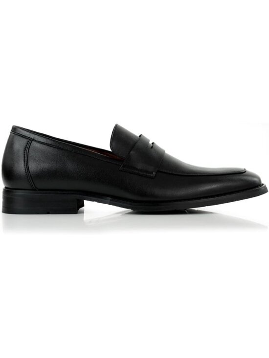 ?Men\'s Black Sleek Faux  Slip-on Moc Toe Classic Non Slip Penny Loafers main image 5